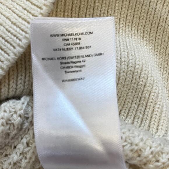Michael Kors Tunic Sweater Womens Size 1X Ivory Knitted V Neck Simple Basic Sexy - Picture 7 of 10
